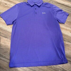 UNDER ARMOUR MENS PURPLE POLO DRI FIT SHIRT LOOSE MEDIUM